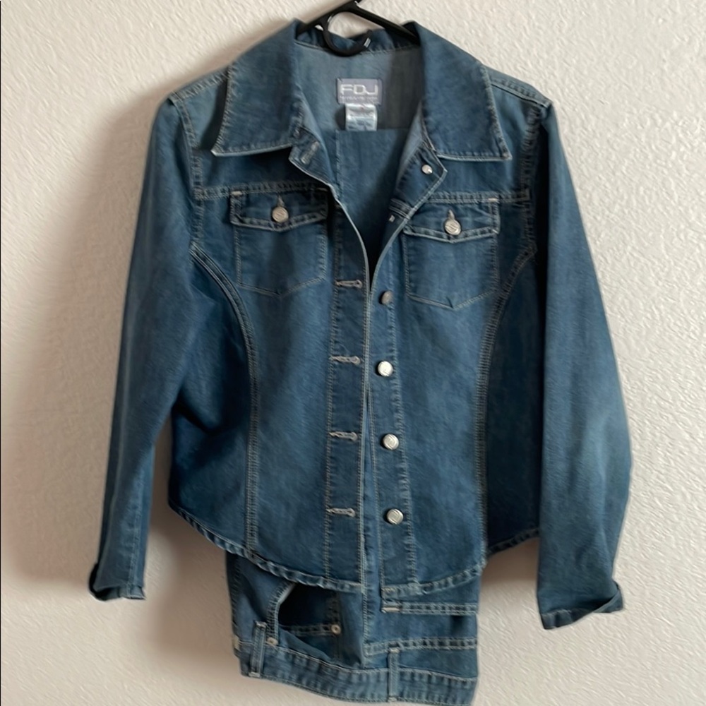 FDJ Blue Denim Jacket & Matching Jeans Excellent pre-owned vintage